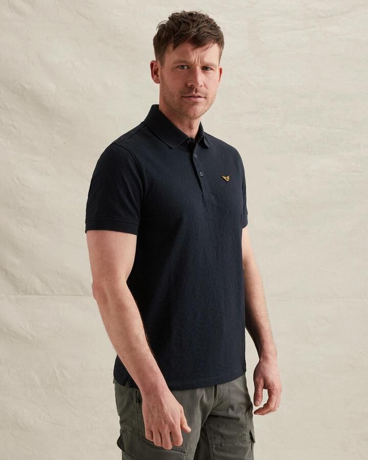 PME LEGEND Polo van jersey met allover jacquardpatroon