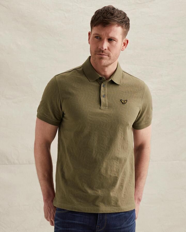 PME LEGEND Polo van jersey met allover jacquardpatroon
