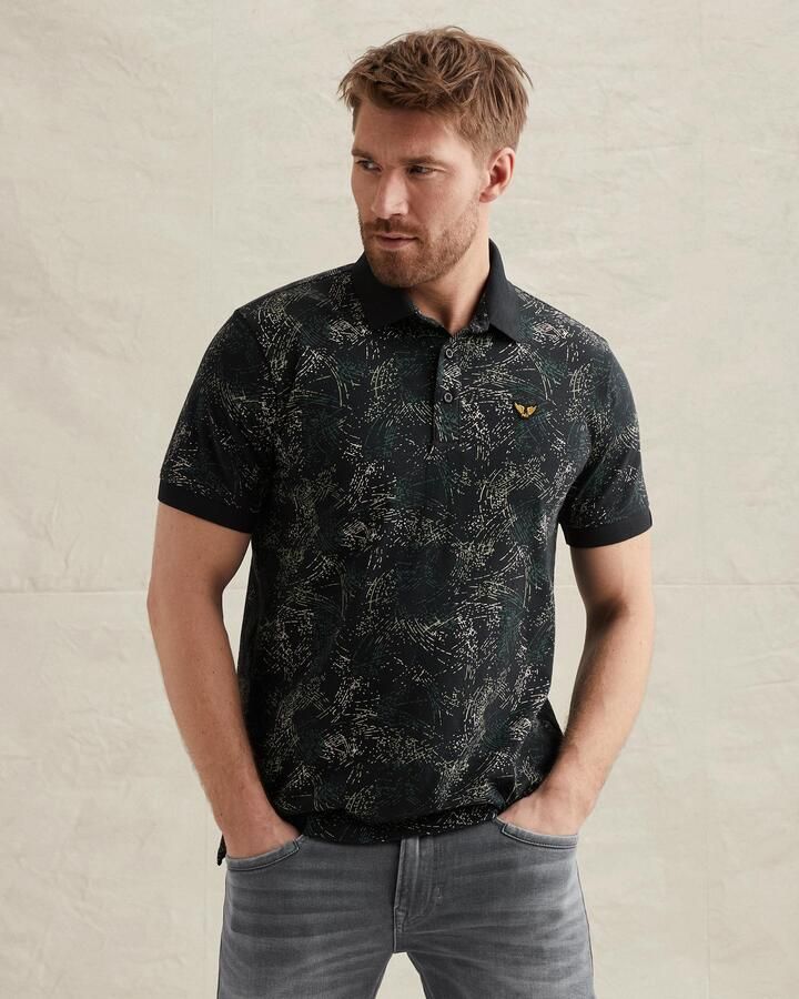 PME LEGEND Polo van jersey met allover print - Foto 2