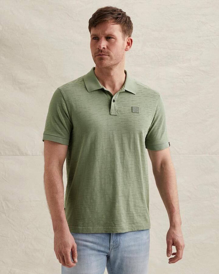PME Legend regular polo met ingebreid patroon groen - Foto 4