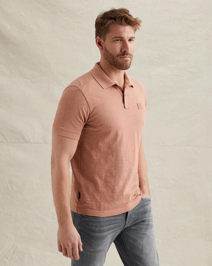 PME Legend regular polo met ingebreid patroon roze - Foto 2