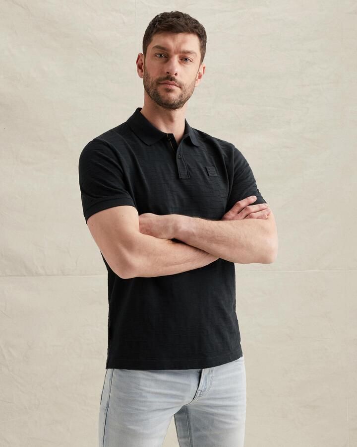 PME LEGEND Polo van jersey met jacquard patroon