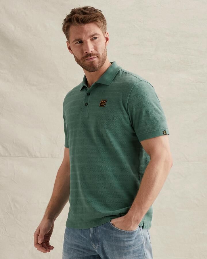 PME LEGEND Polo van jersey met streeppatroon