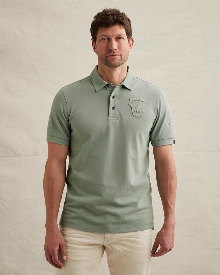 PME LEGEND Polo van piqué met badges - Foto 3
