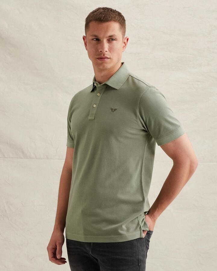 PME LEGEND Polo van piqué met garment-dye wassing