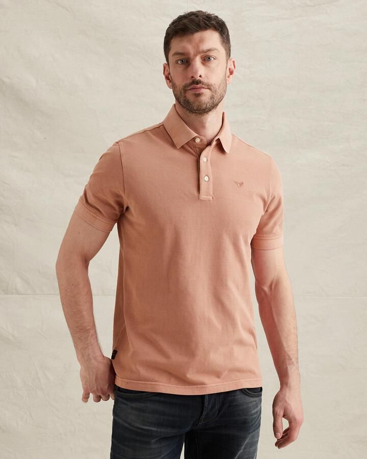 PME LEGEND Polo van piqué met garment-dye wassing