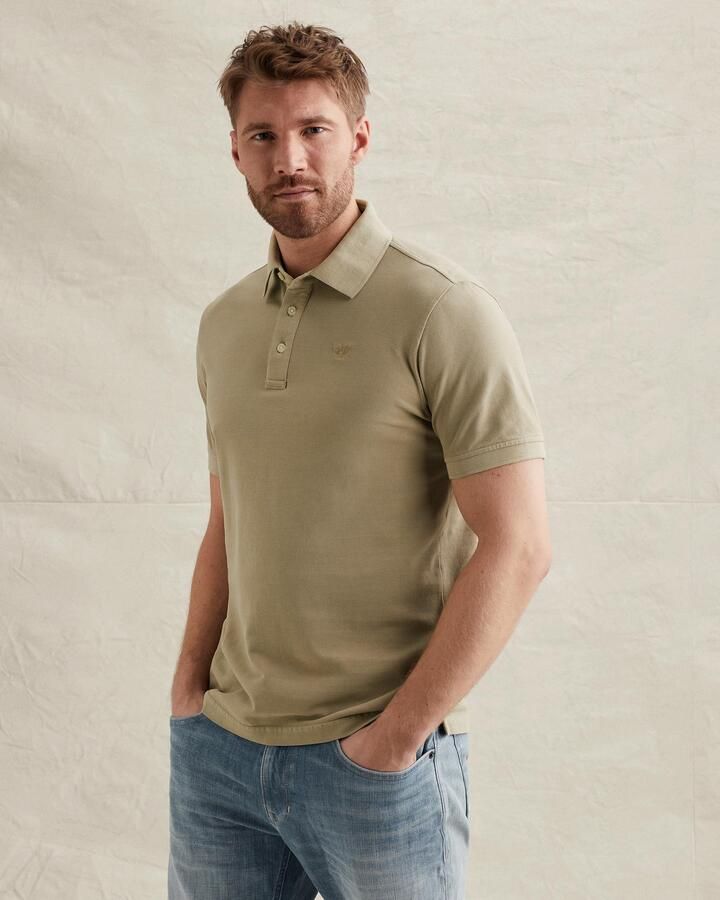 PME LEGEND Polo van piqué met garment-dye wassing