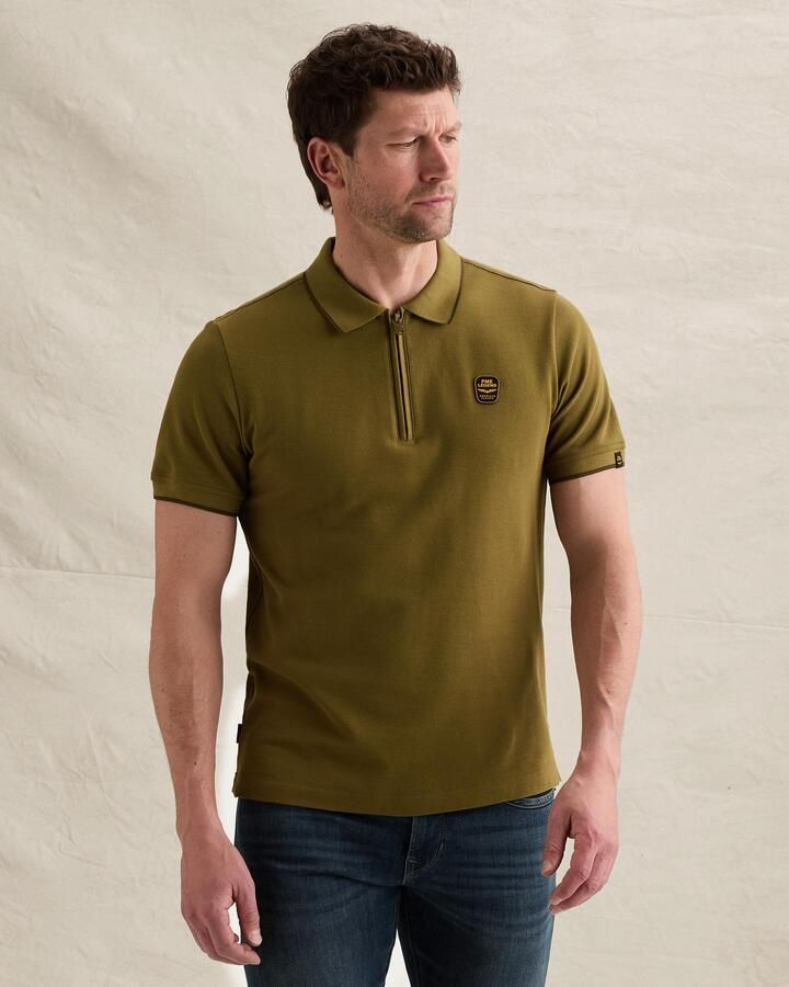PME LEGEND Polo van piqué met ritssluiting