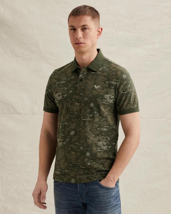 PME LEGEND Polo van slub jersey met allover print - Foto 2