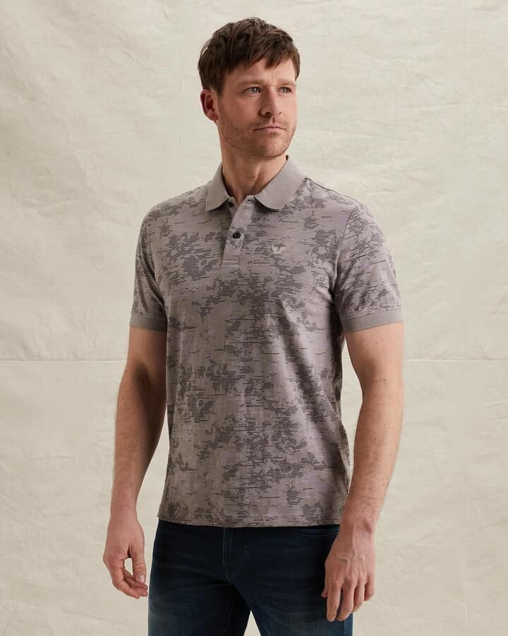 PME LEGEND Polo van slub jersey met allover print