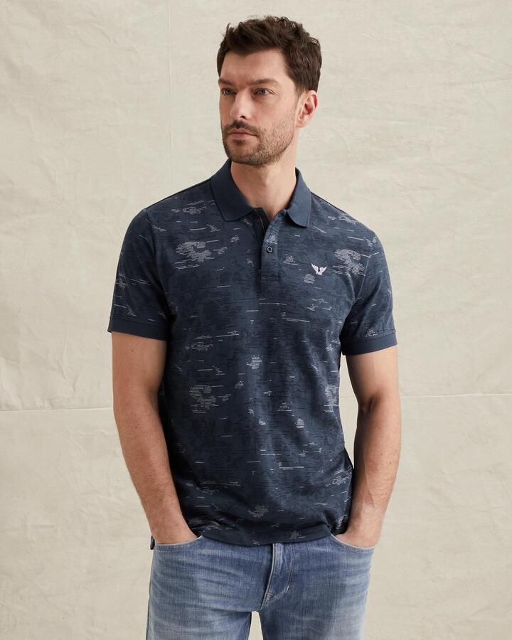 PME LEGEND Polo van slub jersey met allover print - Foto 2