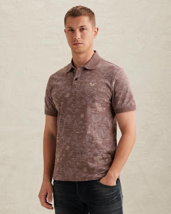 PME LEGEND Polo van slub jersey met allover print - Foto 3