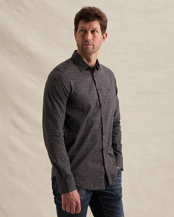 PME LEGEND Poplin overhemd met allover print en borduursel