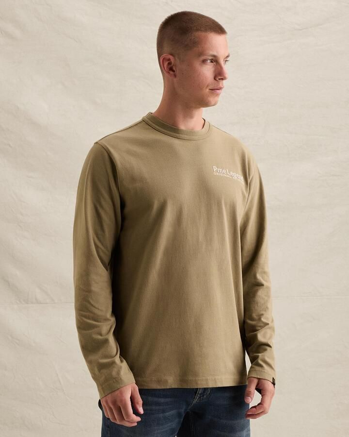 PME LEGEND Relaxed fit T-shirt met lange mouwen en artwork op de rug