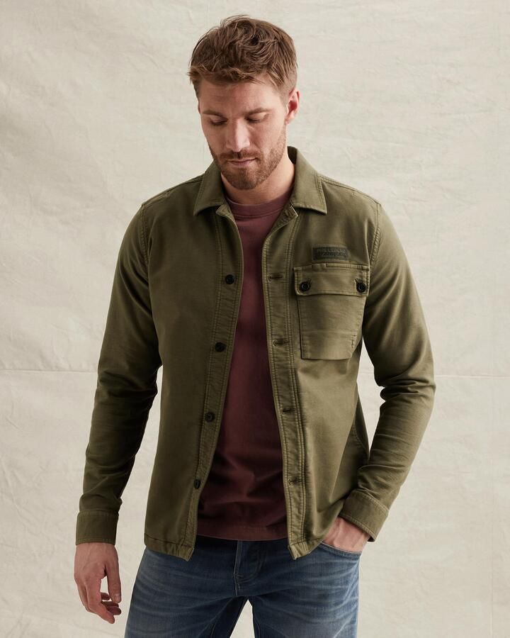 PME Legend regular fit overhemdjack met kentkraag en label-stitching