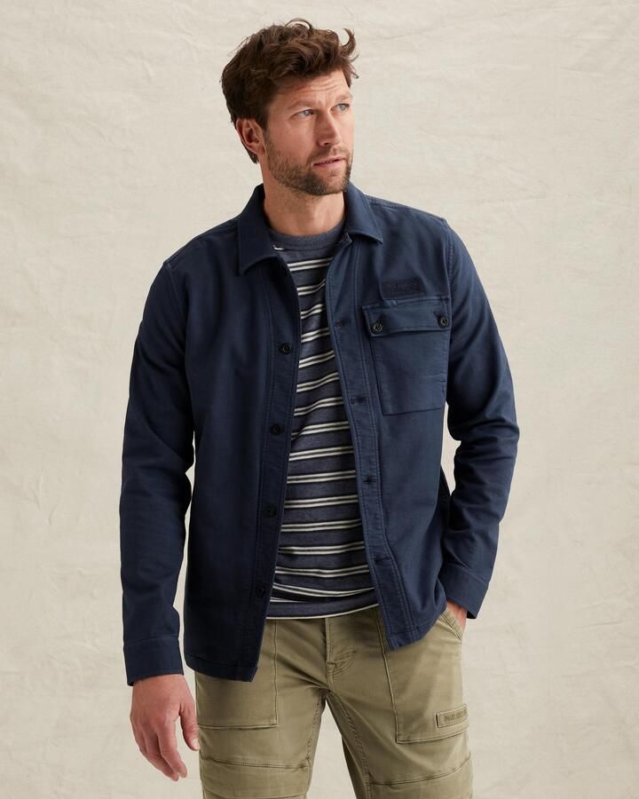 PME Legend regular fit overhemdjack met kentkraag en label-stitching