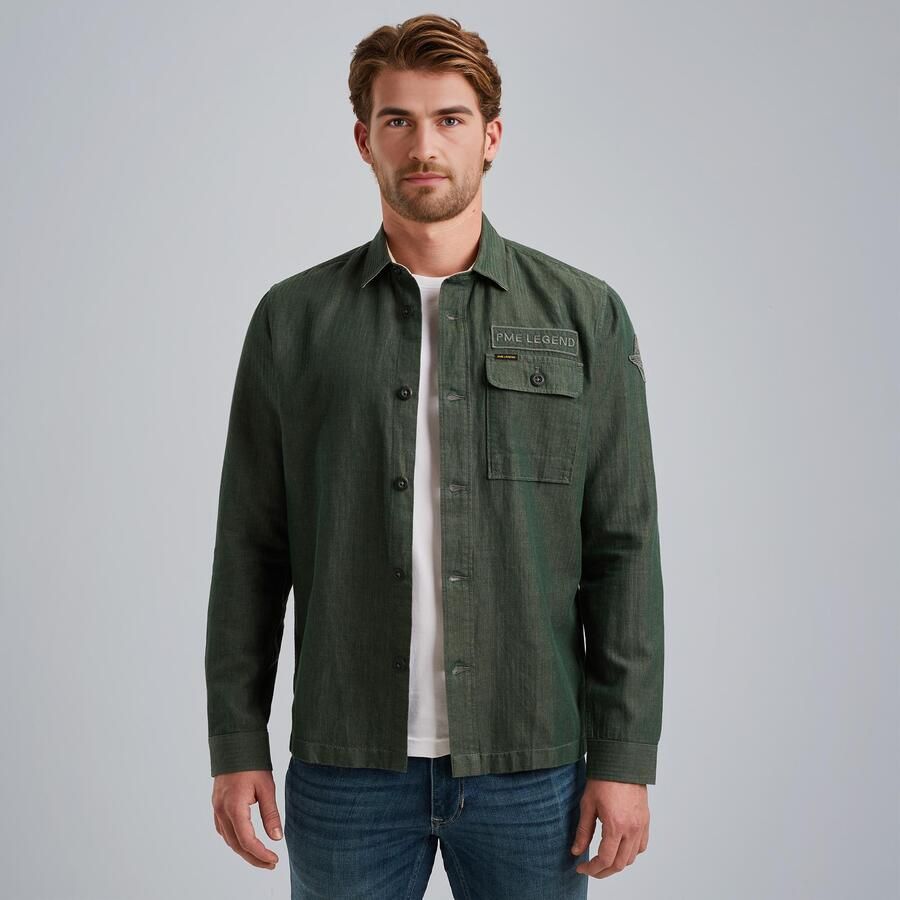 PME Legend Lange mouw shirt katoen linnen Green Heren - Foto 2