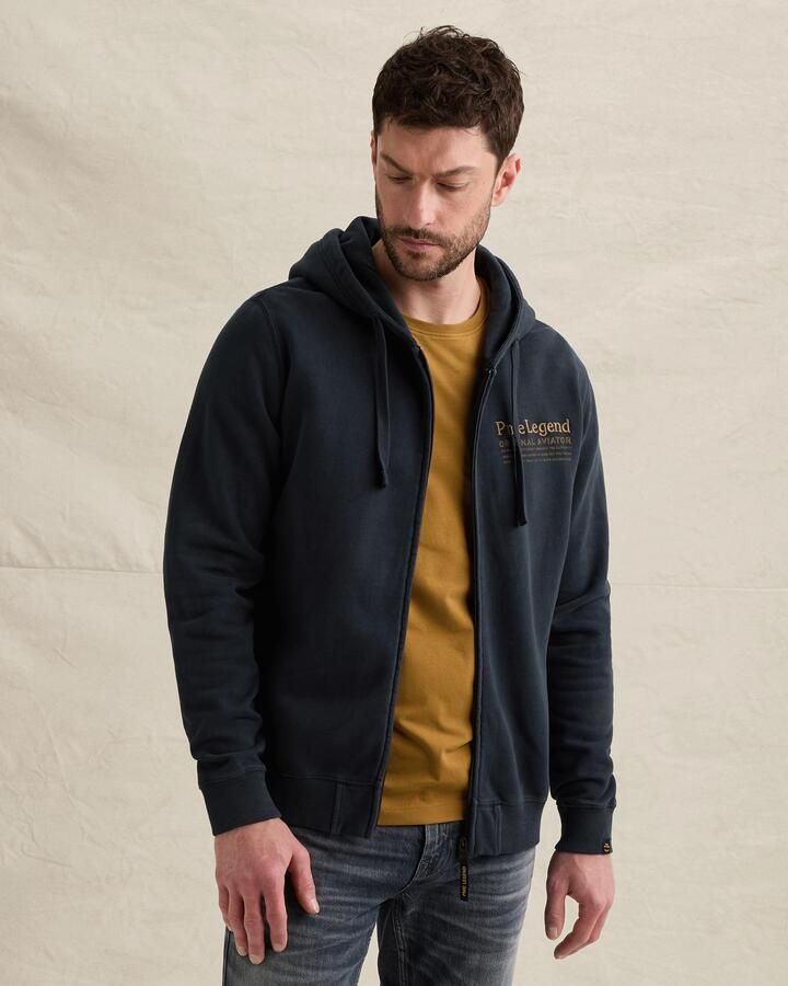 PME LEGEND Sweat jacket met garment-dye wassing en ritssluiting