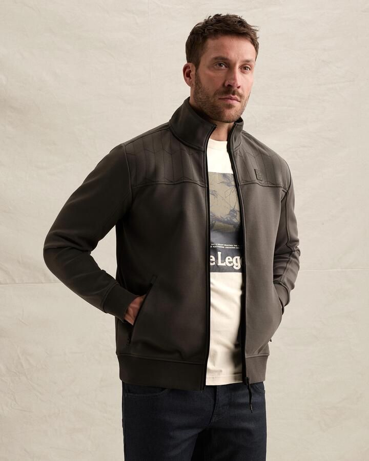 PME LEGEND Sweat jacket met ritssluiting en gequilt patroon