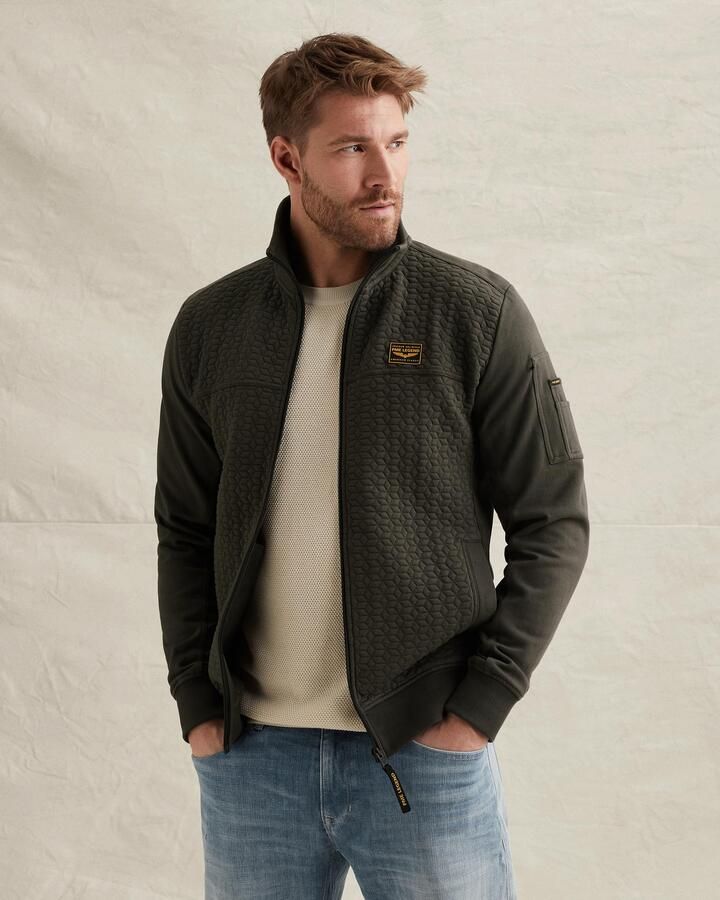 PME LEGEND Sweat jacket met structuren en flight pocket