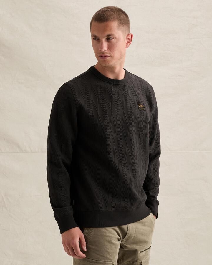 PME LEGEND Sweatshirt met allover jacquardpatroon en badge