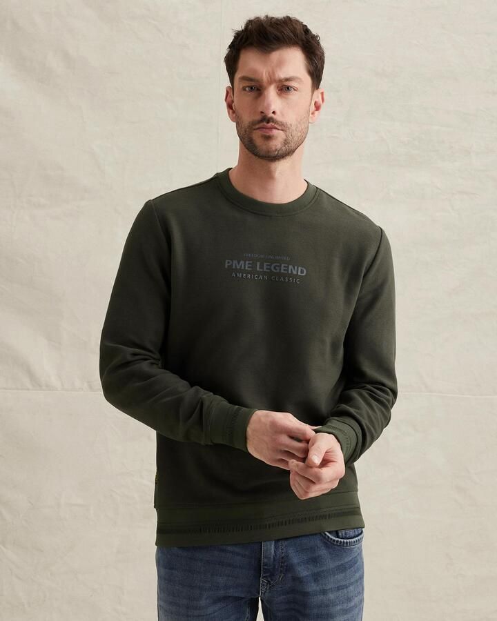 PME LEGEND Sweatshirt met artwork en ribkraag
