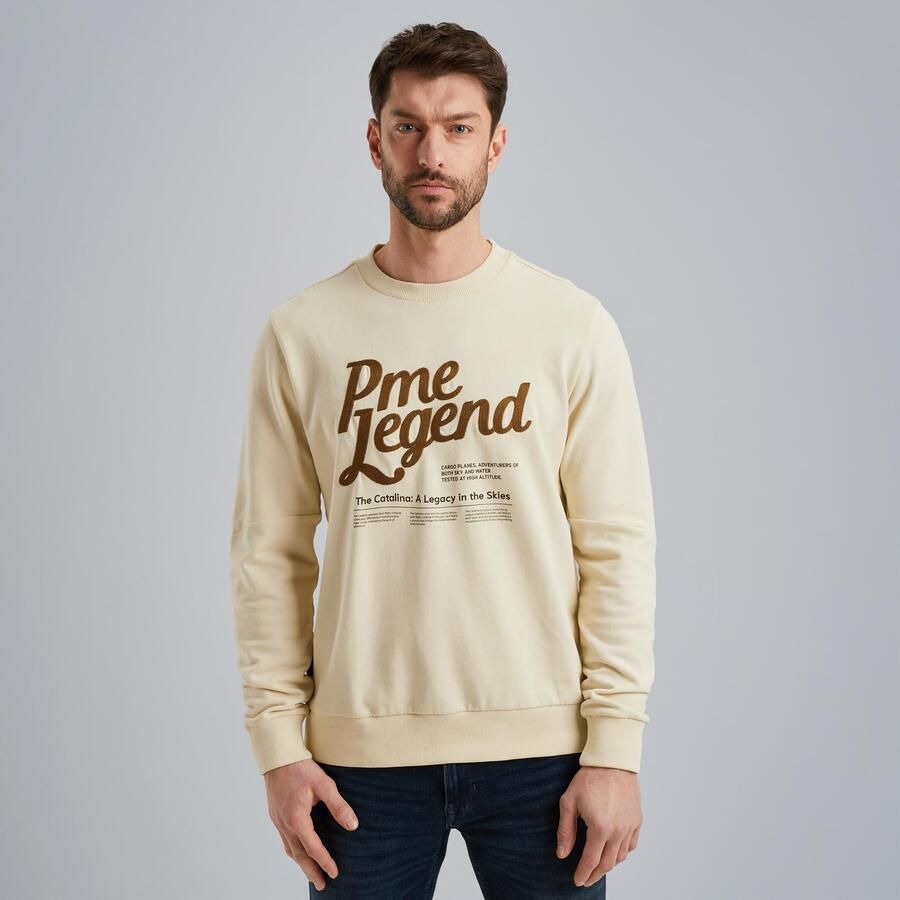 PME Legend Crewneck Peached Terry Sweatshirt Beige Heren - Foto 4