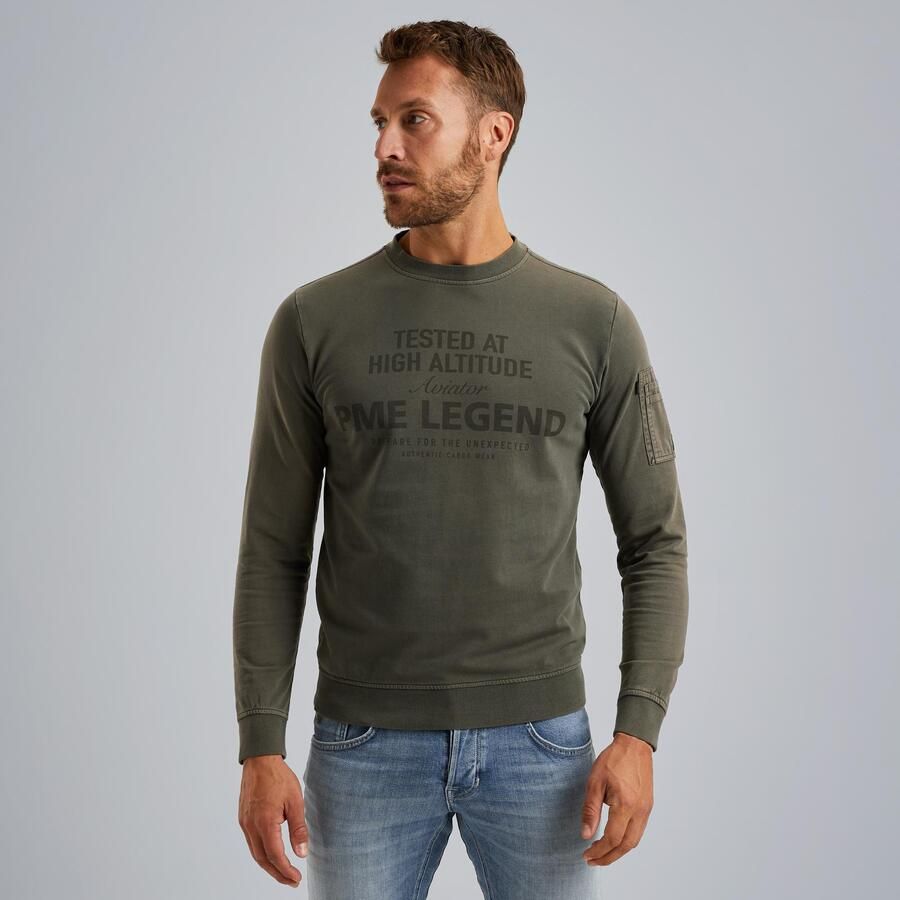 PME Legend Ronde Hals Terry Sweatshirt Green Heren