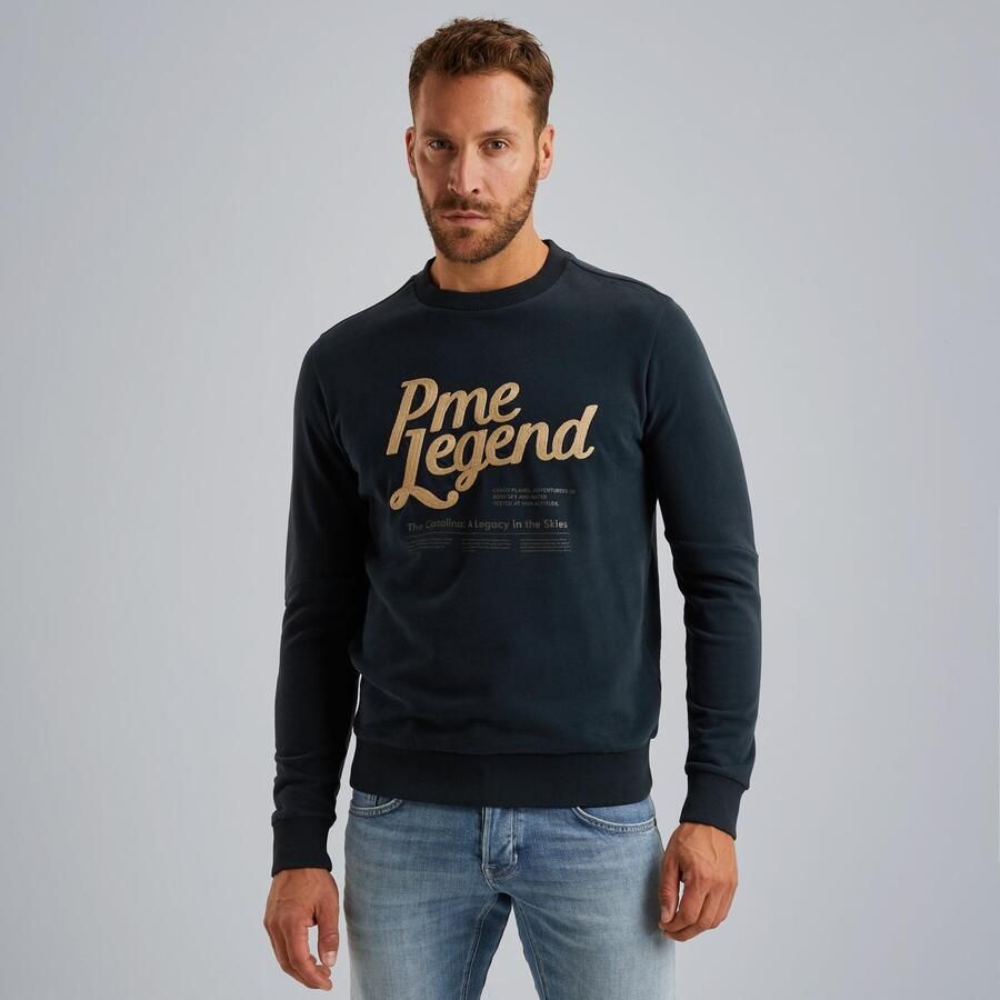 PME Legend Ronde Hals Peached Terry Sweater Blue Heren - Foto 3