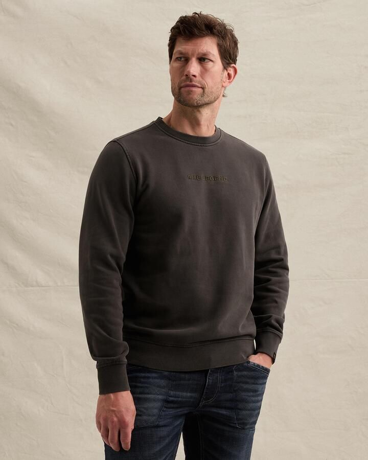 PME LEGEND Sweatshirt met garment-dye wassing en logo op de borst