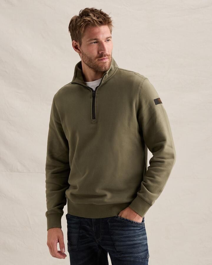 PME LEGEND Sweatshirt met halve rits en garment-dye wassing