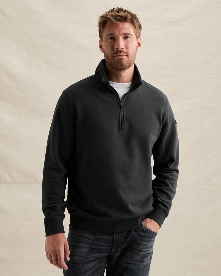 PME LEGEND Sweatshirt met halve rits en garment-dye wassing