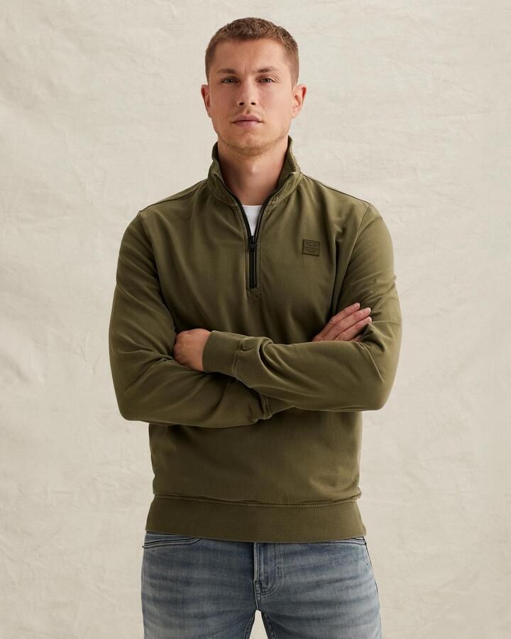 PME LEGEND Sweatshirt met opstaande kraag en garment-dye wassing