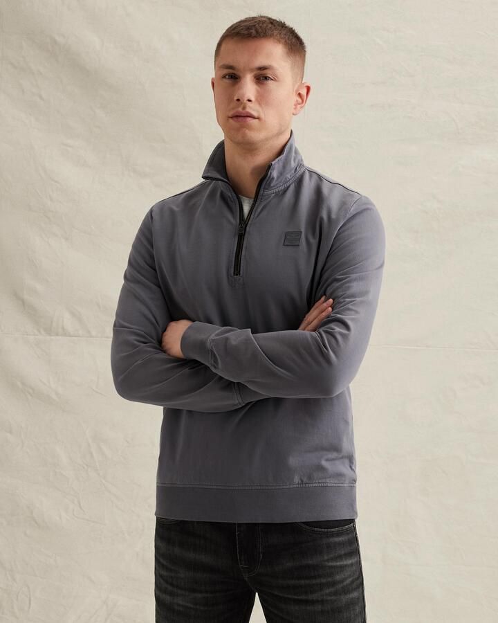 PME LEGEND Sweatshirt met opstaande kraag en garment-dye wassing