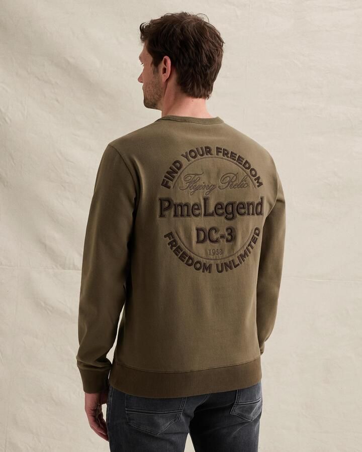 PME LEGEND Sweatshirt van peached fleece met artwork