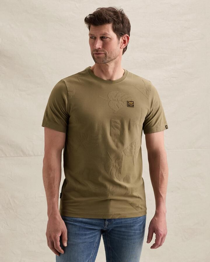 PME LEGEND Heren Polo's & T-shirts Short Sleeve R-neck Jacquard Jersey Khaki - Foto 7