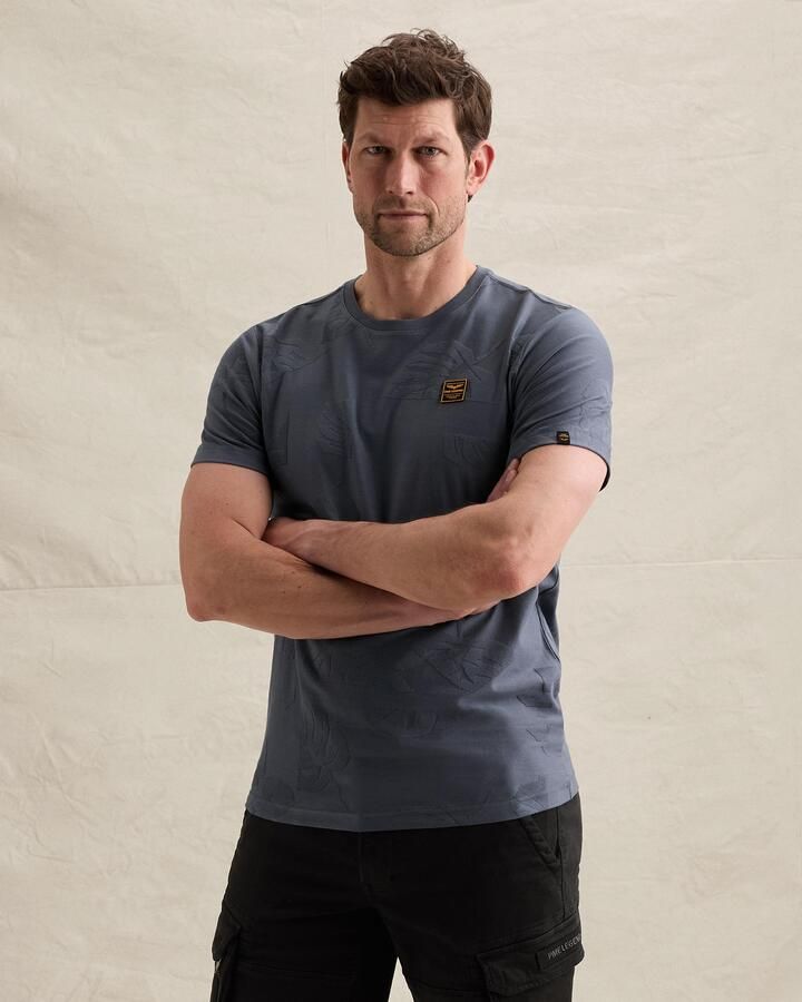 PME LEGEND Heren Polo's & T-shirts Short Sleeve R-neck Jacquard Jersey Blauw - Foto 7