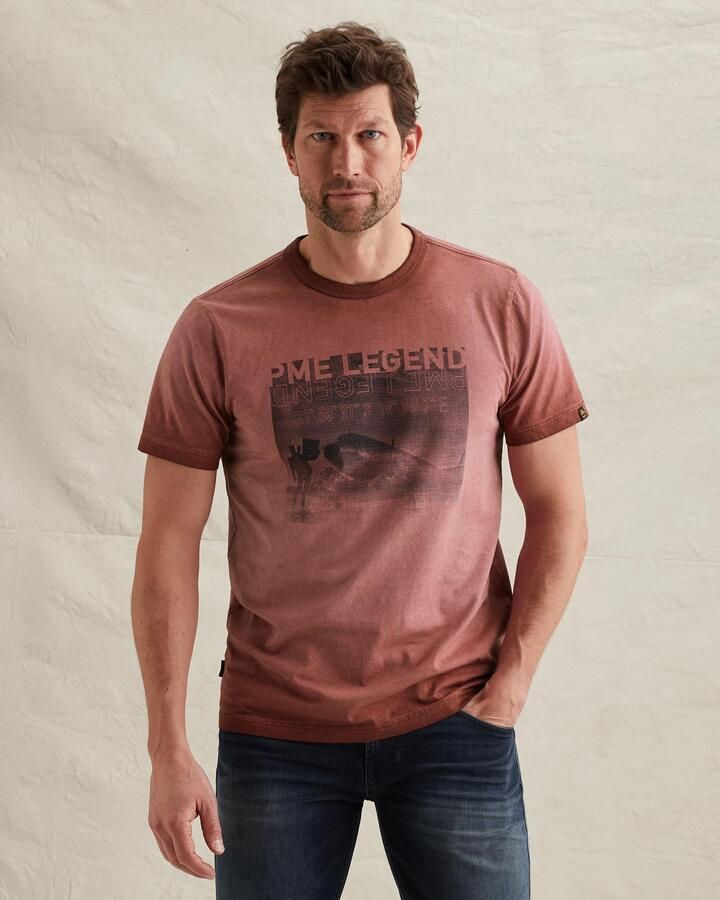 PME LEGEND T-shirt met artwork en cold-dye wassing