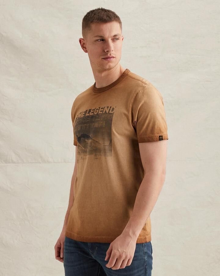 PME LEGEND T-shirt met artwork en cold-dye wassing