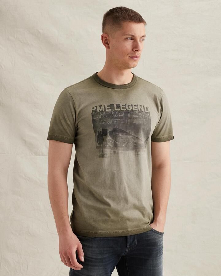 PME LEGEND T-shirt met artwork en cold-dye wassing