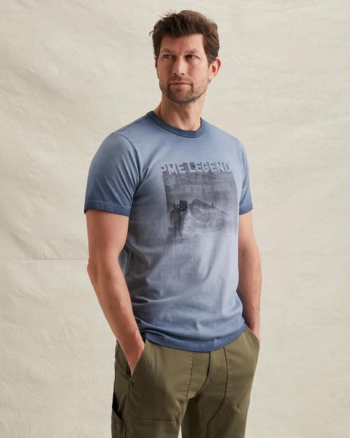 PME LEGEND T-shirt met artwork en cold-dye wassing