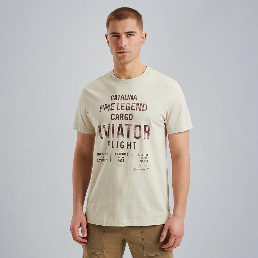 PME Legend Korte Mouw R-Neck Jersey T-shirt Beige Heren