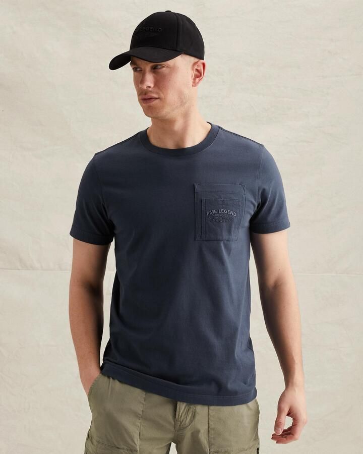 PME LEGEND Heren Polo's & T-shirts Play Heavy Jersey Pocket Blauw - Foto 7