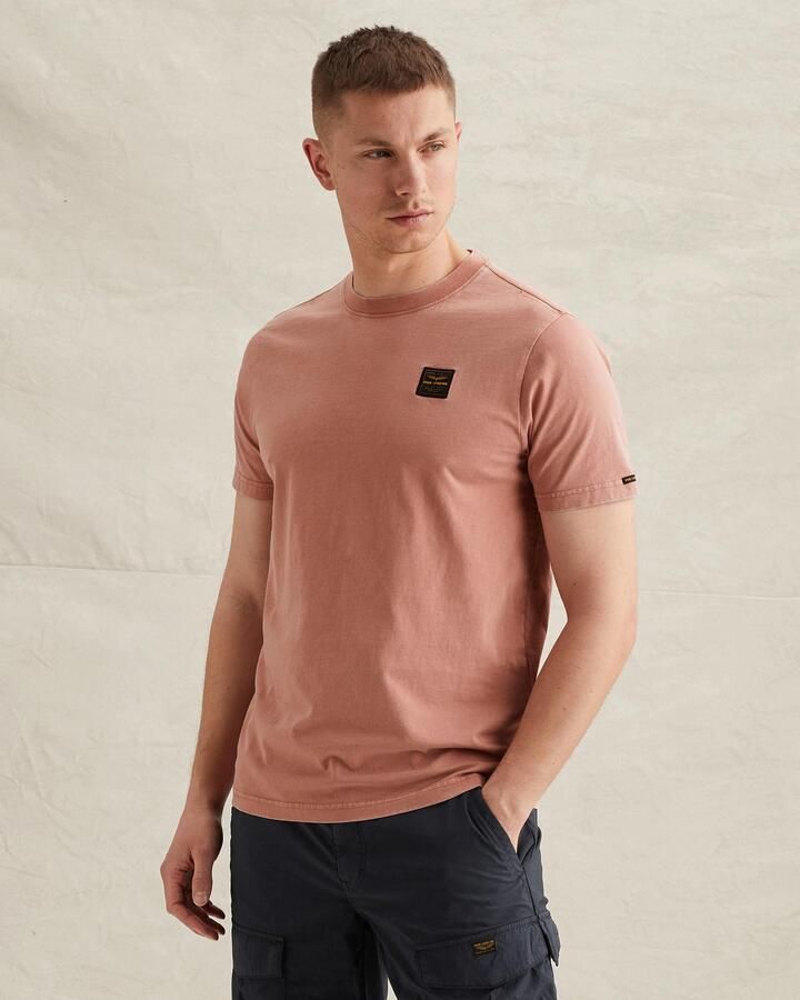 PME LEGEND T-shirt met badge en garment-dye wassing