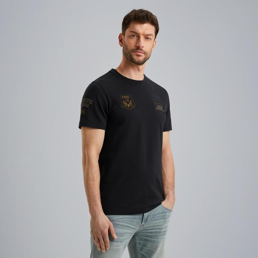 PME LEGEND Heren Polo's & T-shirts Flat Waffel Jersey Donkerblauw - Foto 7