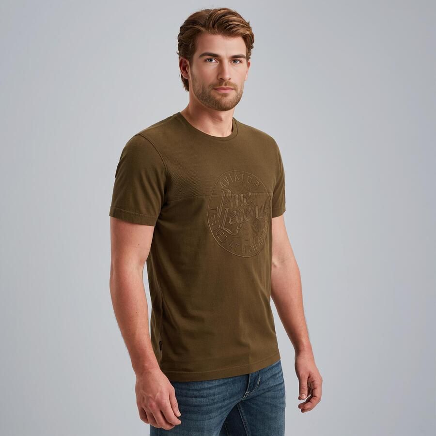 PME Legend Korte Mouw R-hals Piqué Mix Shirt Brown Heren - Foto 2