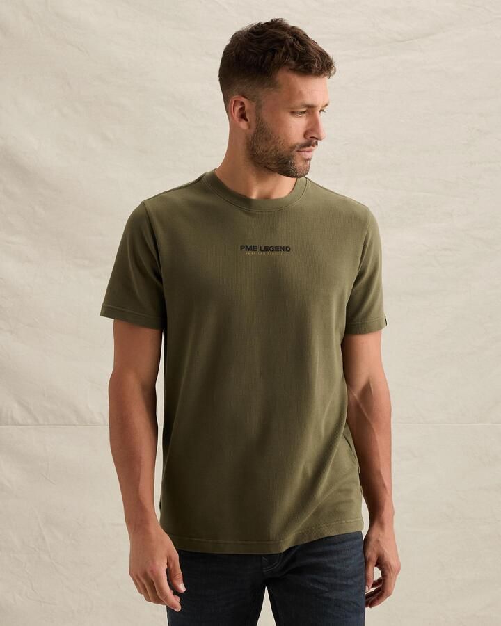 PME LEGEND T-shirt met klein artwork en wafelstructuur