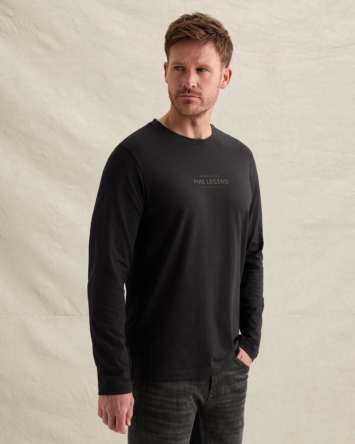 PME Legend regular fit longsleeve met print donkerblauw