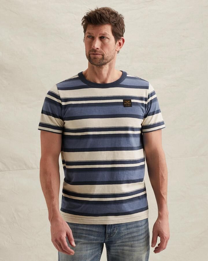 PME Legend T-shirt met ronde hals en labelstitching