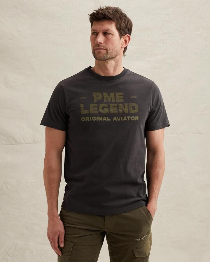 PME Legend regular fit T-shirt met logo donkerbruin - Foto 3